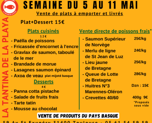 menu du 5 au 11 mai 2020